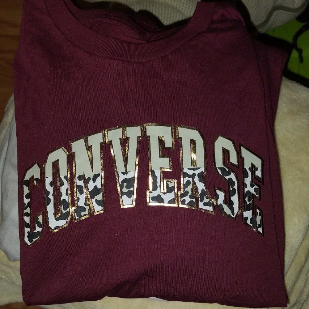 Converse Maroon Animal Print Logo Sweatshirt